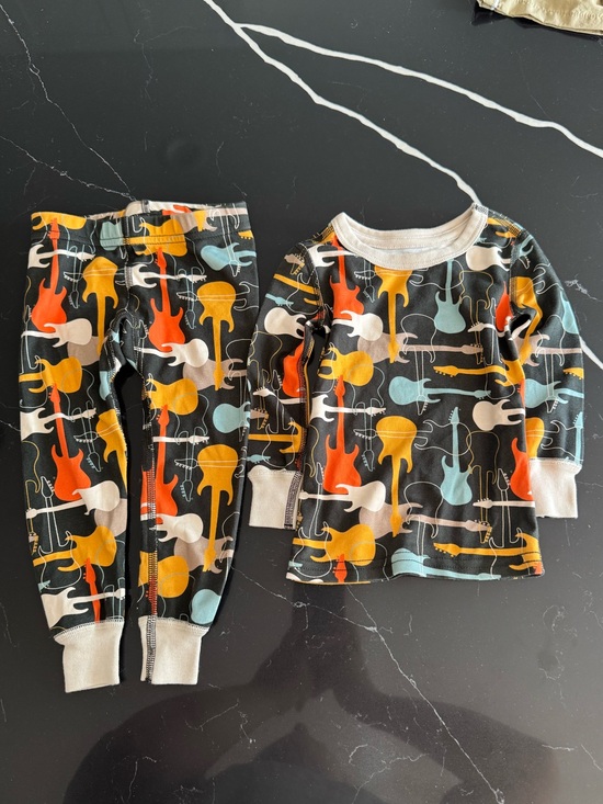 pajamas for peace Other - Kids Guitar Print Pajama Set - Black with Orange, Yellow and Light Blue